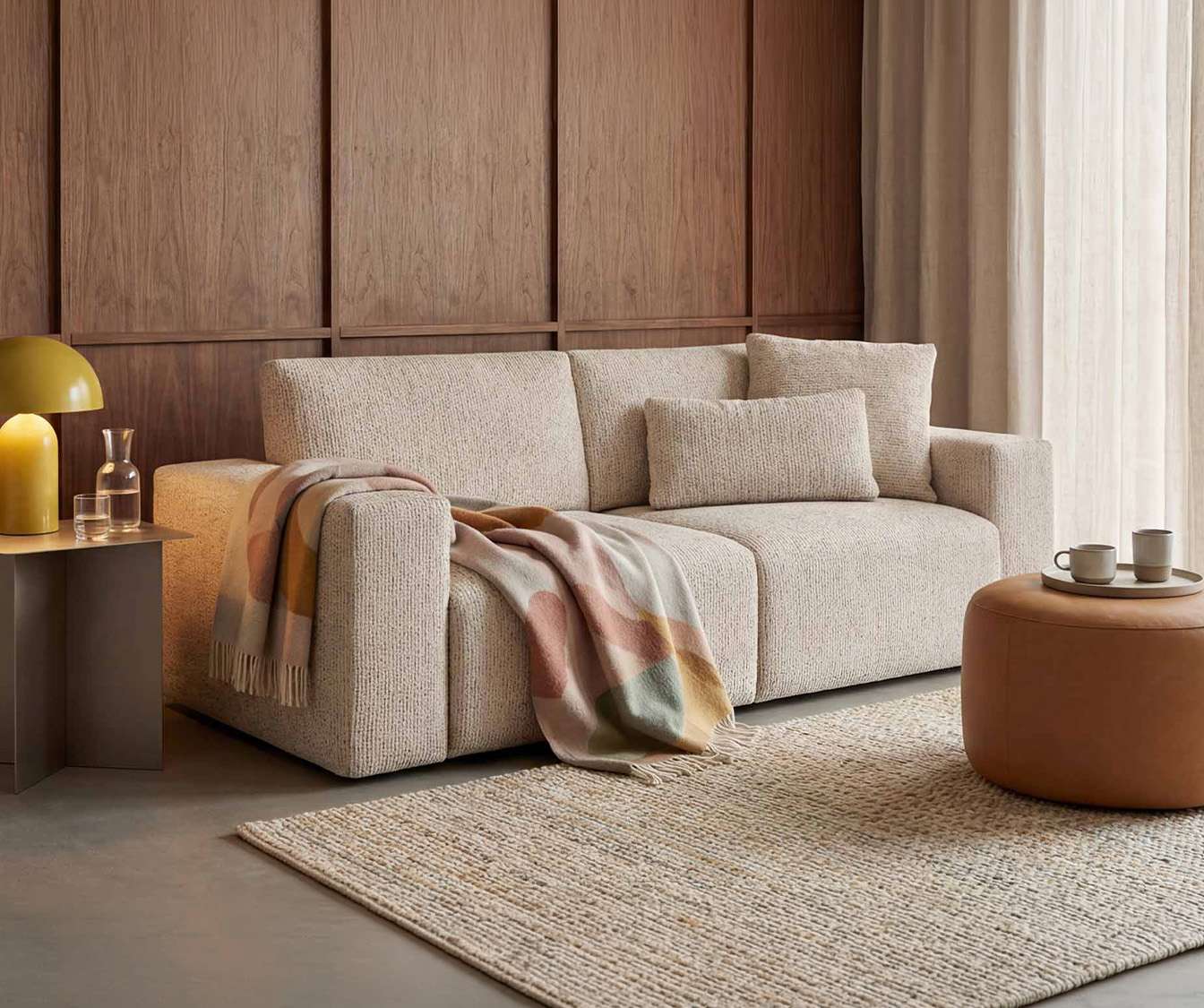 Canapé convertible beige