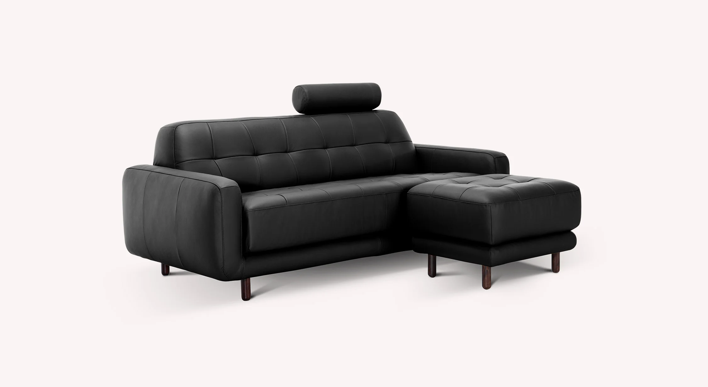Lot canapé et pouf CLARK Cuir Sidney Noir - Image 6