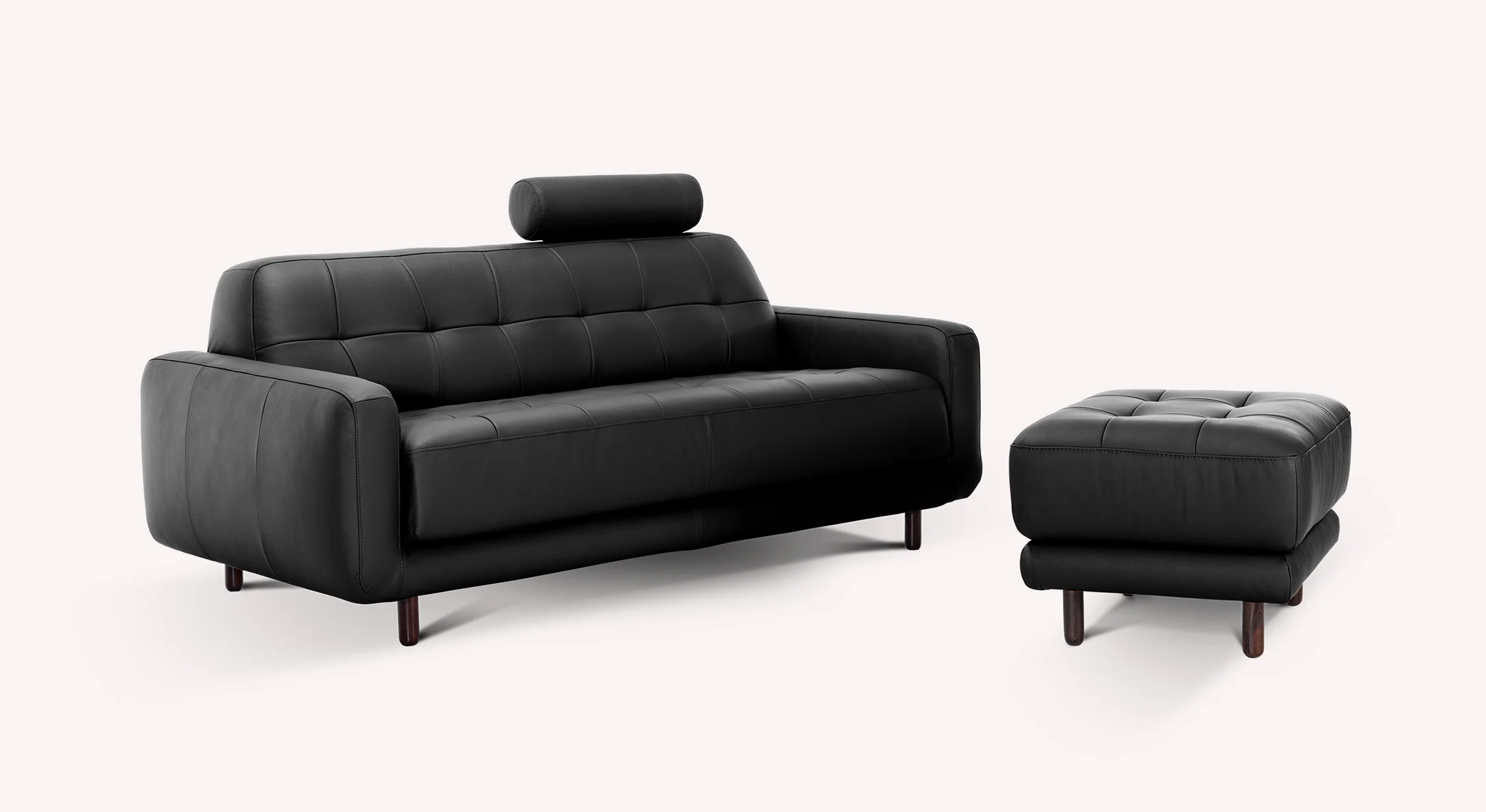 Lot canapé et pouf CLARK Cuir Sidney Noir - Image 7