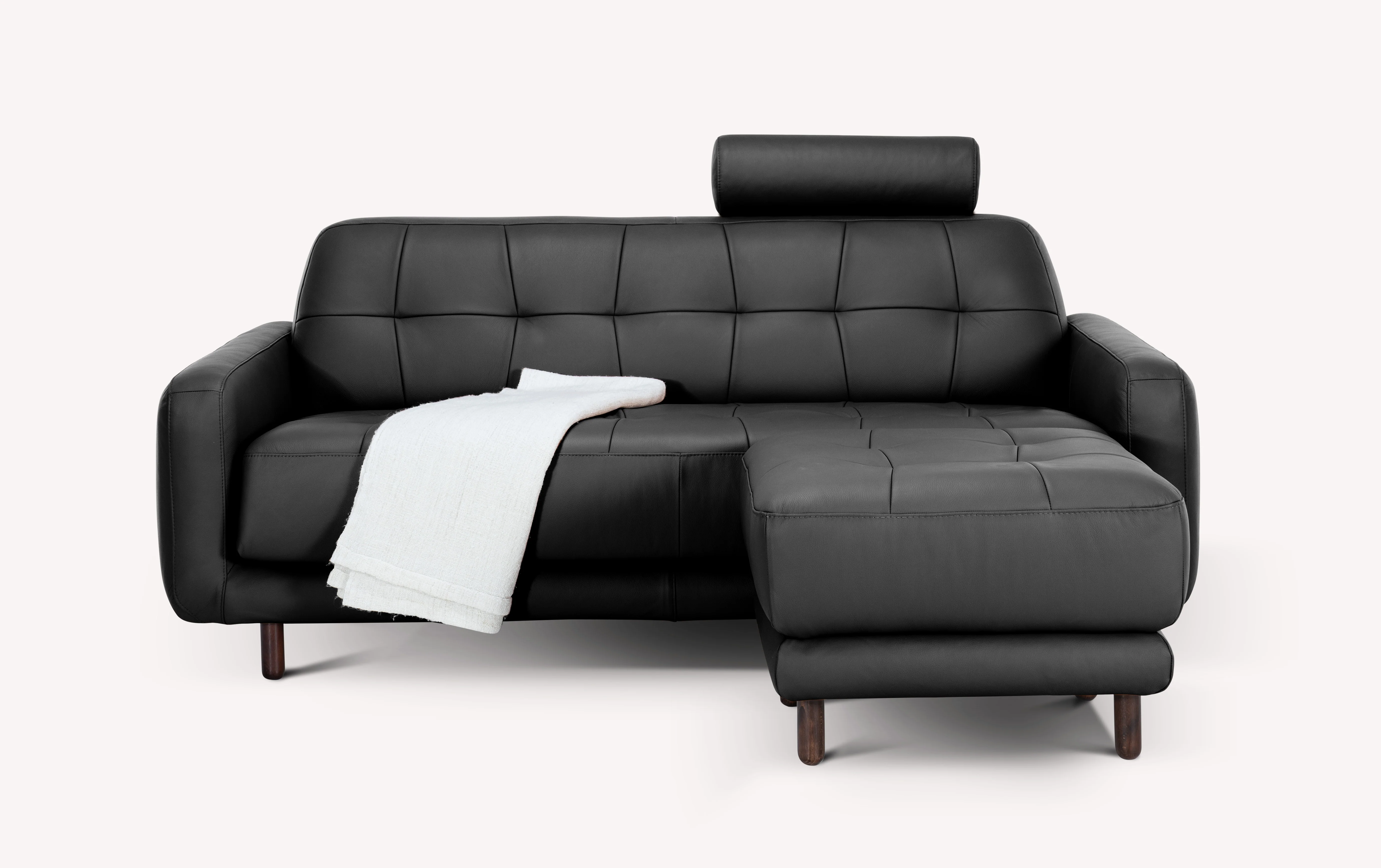 Lot canapé et pouf CLARK Cuir Sidney Noir - Image 8
