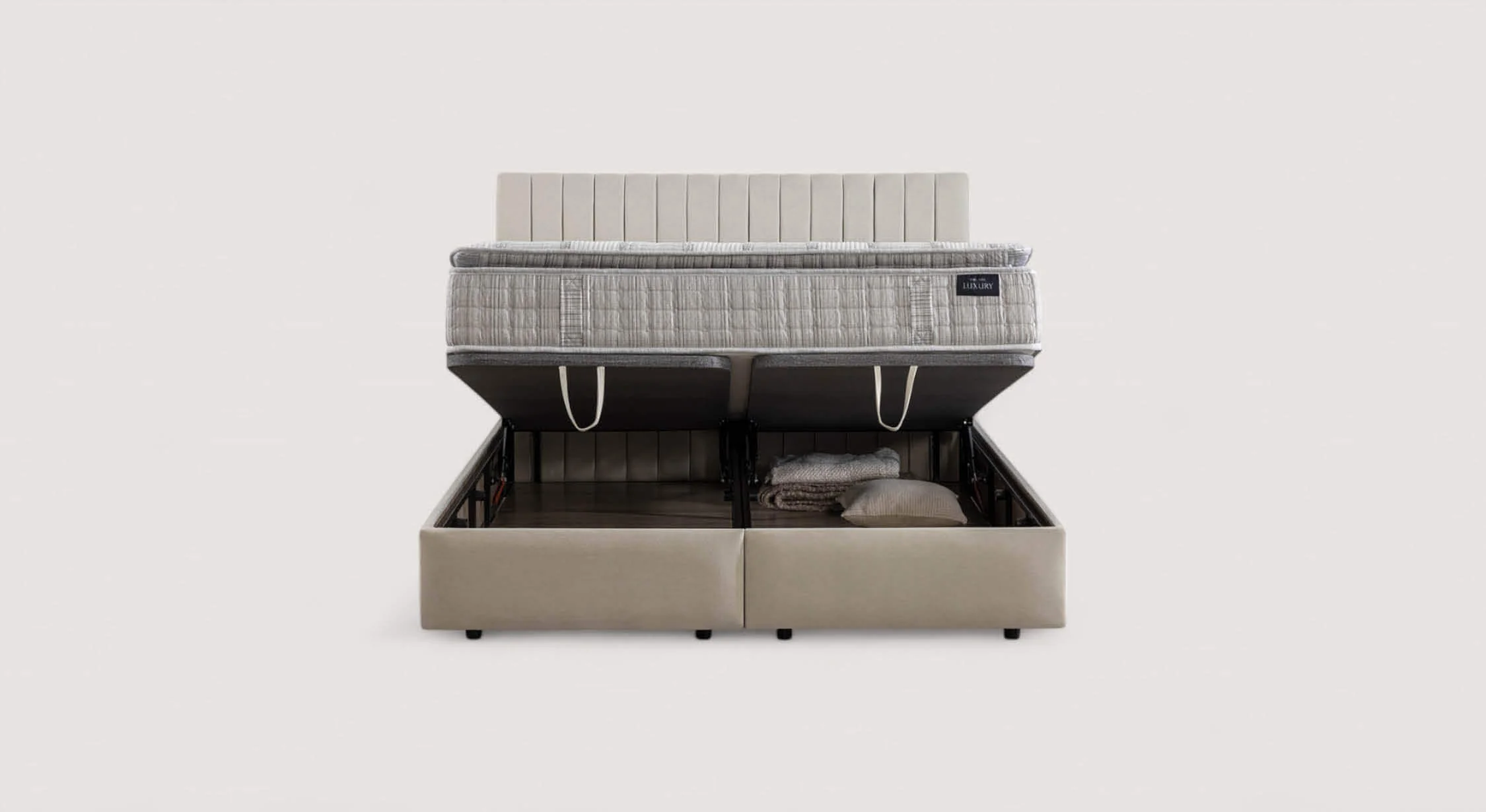 Pack lit coffre, matelas et tête de lit AMSTERDAM Zeugma Beige - Image 4